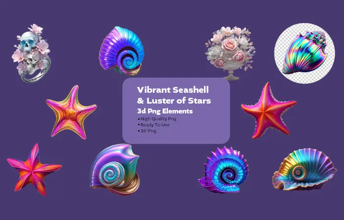 Vibrant Pearl and Seashell 3D Asset Bundle